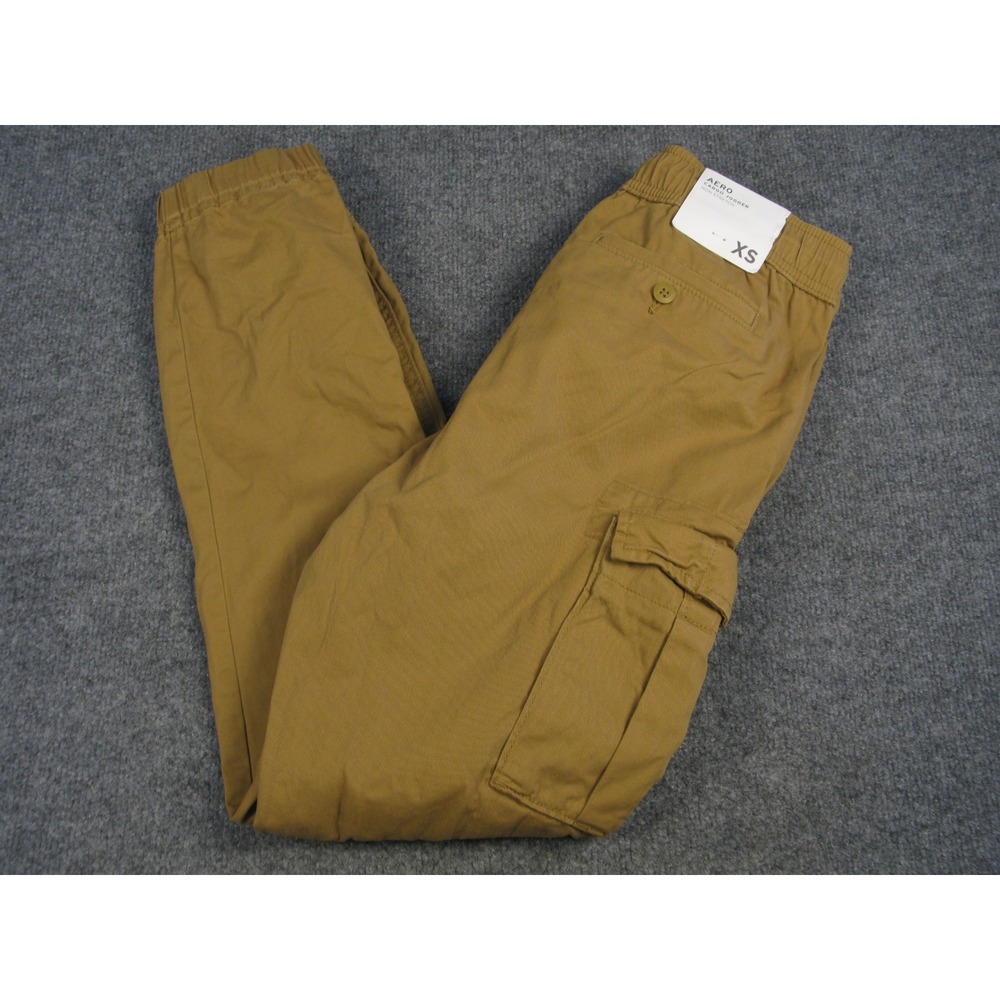Aeropostale Mens Cargo Jogger Pants Tan Khaki Non Stretch Cotton XS New 2054‎